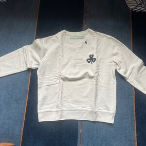 Off-White White Crewneck Sweater with Black Motif